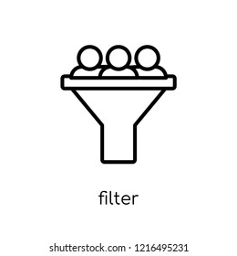 filter icon. Trendy modern flat linear vector filter icon on white background from thin line collection, outline vector illustration