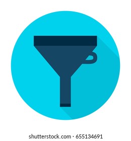 Filter Icon. Vector Illustration Flat Style Circle Item with Long Shadow. Data Funnel.