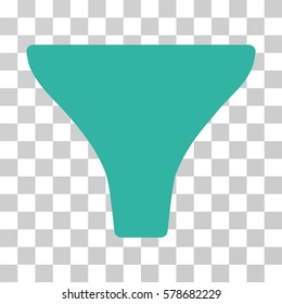 Filter icon. Vector illustration style is flat iconic symbol, cyan color, transparent background. Designed for web and software interfaces.