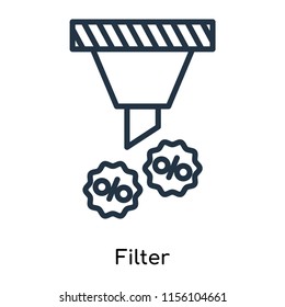 Filter icon vector isolated on white background, Filter transparent sign , thin symbols or lined elements in outline style