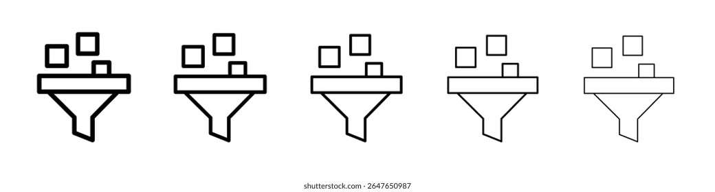 ícone de filtro vetor fino contorno estilo sinal