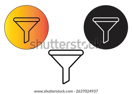 Filter icons displayed in different styles: one on a gradient circle, one on black, and one outlined.