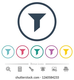Filter icons flat color icons in round outlines. 6 bonus icons included.