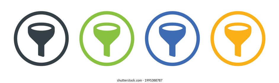 Filter icons isolated on white background.
