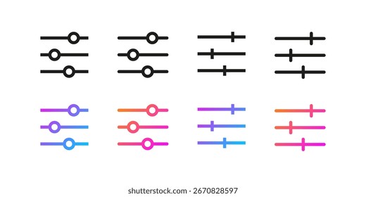 Filter icons, options, icon set.