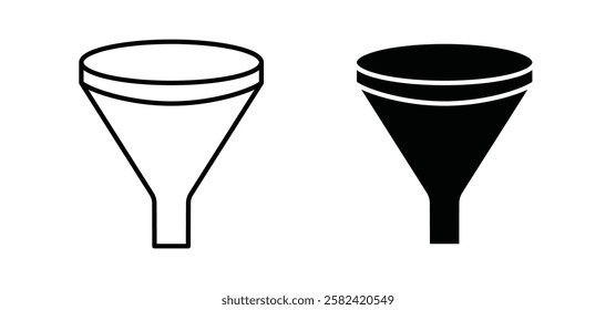 Filter icons pack vectors in black flat and strokes