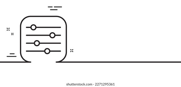 Filter line icon. Control bar sign. Volume balance symbol. Minimal line illustration background. Filter line icon pattern banner. White web template concept. Vector