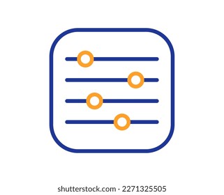 Icono de línea de filtro. Signo de barra de control. Símbolo de balance de volumen. Concepto colorido del contorno de línea delgada. Icono de filtro de estilo lineal. Trazo editable. Vector