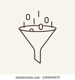 Filter line icon. Funnel, binary code, system. Technology concept. Can be used for topics like sales funnel, matrix, programming