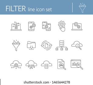 Filter line icon set. Data, setting, archive. Server concept. Can be used for topics like software, database, technology