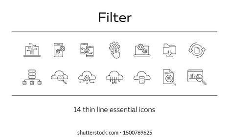 Filter line icon set. Data, setting, archive. Server concept. Can be used for topics like software, database, technology
