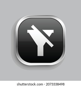 filter off fill icon design. Glossy Button style rounded rectangle isolated on gray background. Vector illustration