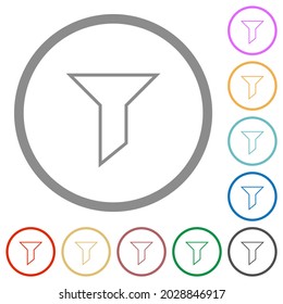 Filter outline flat color icons in round outlines on white background
