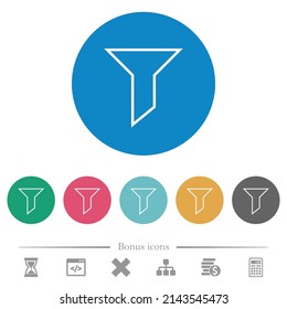 Filtrar los iconos blancos planos en los fondos de color redondo. 6 iconos de bonificación incluidos.