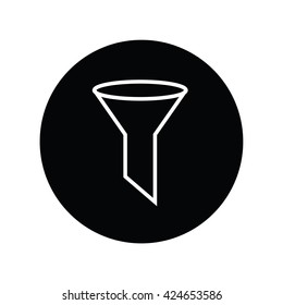 Filter outline icon in black circle . Vector illustration