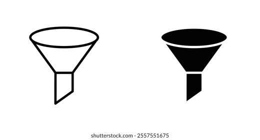 Filter outlined and solid icon vector collection.