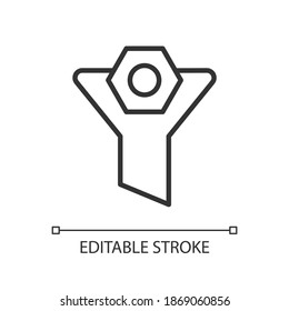 Filter pixel perfect linear icon. Check what content should render. Show items by parameters. Thin line customizable illustration. Contour symbol. Vector isolated outline drawing. Editable stroke