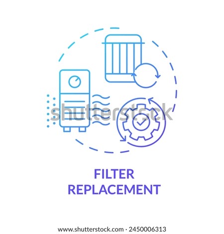 Filter replacement blue gradient concept icon. Air purifier maintenance. Air circulation. Round shape line illustration. Abstract idea. Graphic design. Easy to use in promotional material