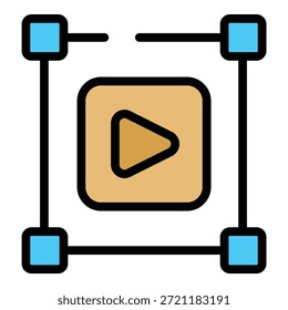 Icono de búsqueda de Filtrar Video. Icono del Vector de la búsqueda del Filtrar Video del contorno para el Diseño web aislado en el color de fondo blanco plano