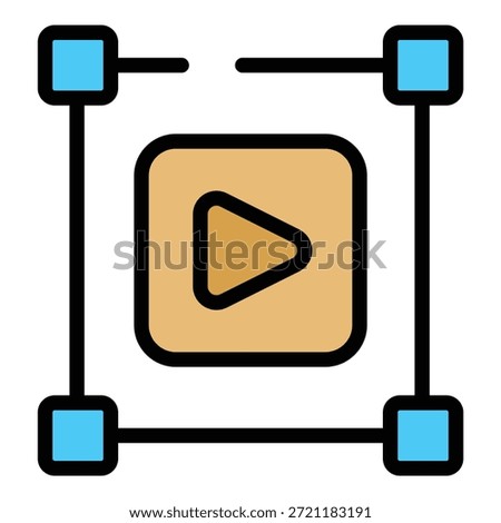 Filter search video icon. Outline Filter search video vector icon for web design isolated on white background color flat