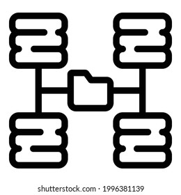 Icono de red del servidor de filtrado. Símbolo del icono del vector de red del servidor Filtro de esquema para diseño web aislado en fondo blanco