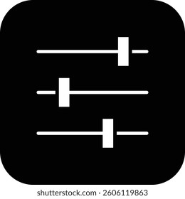 Filter setting icon. Filter control setting vector isolated on transparent background. Digital Management symbol, Equalizer control icon sign. Editable stroke, Vector illustration.