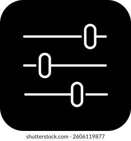 Filter setting icon. Filter control setting vector isolated on transparent background. Digital Management symbol, Equalizer control icon sign. Editable stroke, Vector illustration.