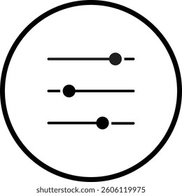 Filter setting icon. Filter control setting vector isolated on transparent background. Digital Management symbol, Equalizer control icon sign. Editable stroke, Vector illustration.