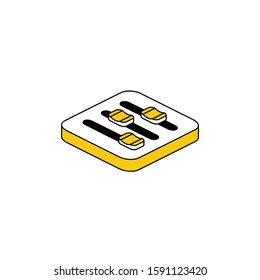 Filter settings buttons. Vector line, 3d stroke isometric, color web icon, new flat style. Creative illustration design, abstract idea for infographics.