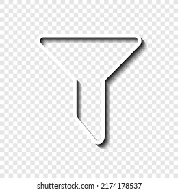 Filter simple icon vector. Flat design. White with shadow on transparent grid.ai