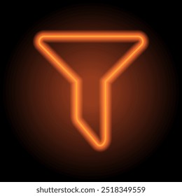 Filter simple icon vector. Flat design. Orange neon on black background.ai