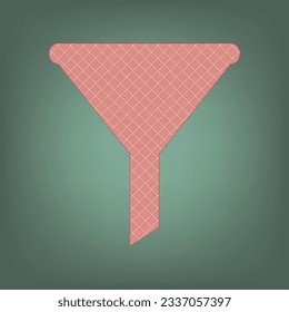 Filter simple sign. Apricot Icon with Brick Red parquet floor graphic pattern on a Ebony background. Feldgrau. Green. Illustration.