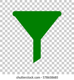 Filter simple sign. Dark green icon on transparent background.
