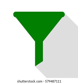 Filter simple sign. Green icon with flat style shadow path.