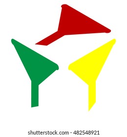 Filter simple sign. Isometric style of red, green and yellow icon.