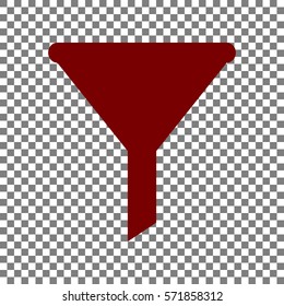 Filter simple sign. Maroon icon on transparent background.