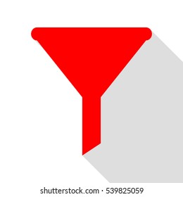 Filter simple sign. Red icon with flat style shadow path.