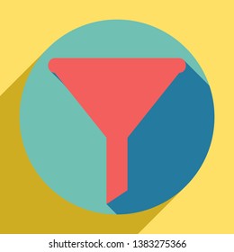 Filter simple sign. Sunset orange icon with llapis lazuli shadow inside medium aquamarine circle with different goldenrod shadow at royal yellow background.