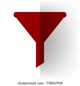 Filter simple sign. Vector. Bordo icon on white bending paper background.