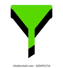Filter simple sign. Vector. Green 3d icon with black side on white background. Isolated.