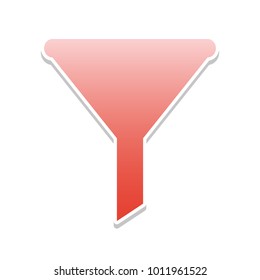 Filter simple sign. Vector. Reddish icon with white and gray shadow on white background. Isolated.