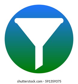 Filter simple sign. Vector. White icon in bluish circle on white background. Isolated.