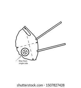 Filter from single side type of dust mask - vector illustration