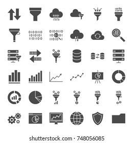 Filter Solid Web Icons. Vector Set of Business Glyphs.