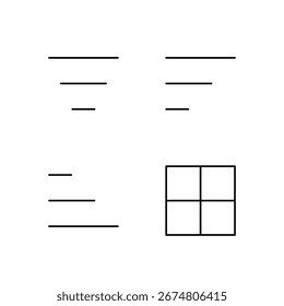 Filter Sort Ascending Sort Descending and Table Icon Set for Mobile Application