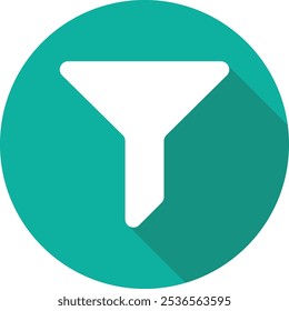 Filter Sort Green Circle Icon with Green Shadow Isolated on White Background