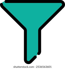 Icono verde de la clasificación Filtrar con el contorno negro aislado en el fondo blanco