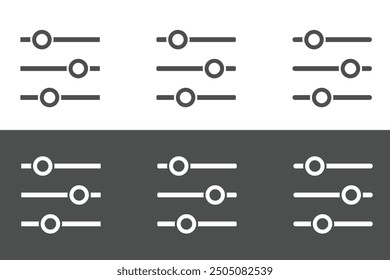 Filter and sort vector icons set. Options, settings, adjustment vector signs set