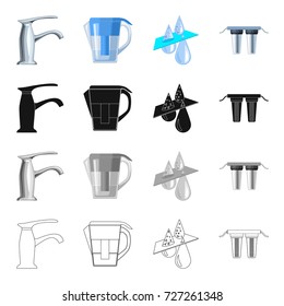 Filter, system, processing and other web icon in cartoon style. Equipment, tools, machinery, icons in set collection.