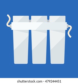 Filter triple cartridge flat icon for water purifying